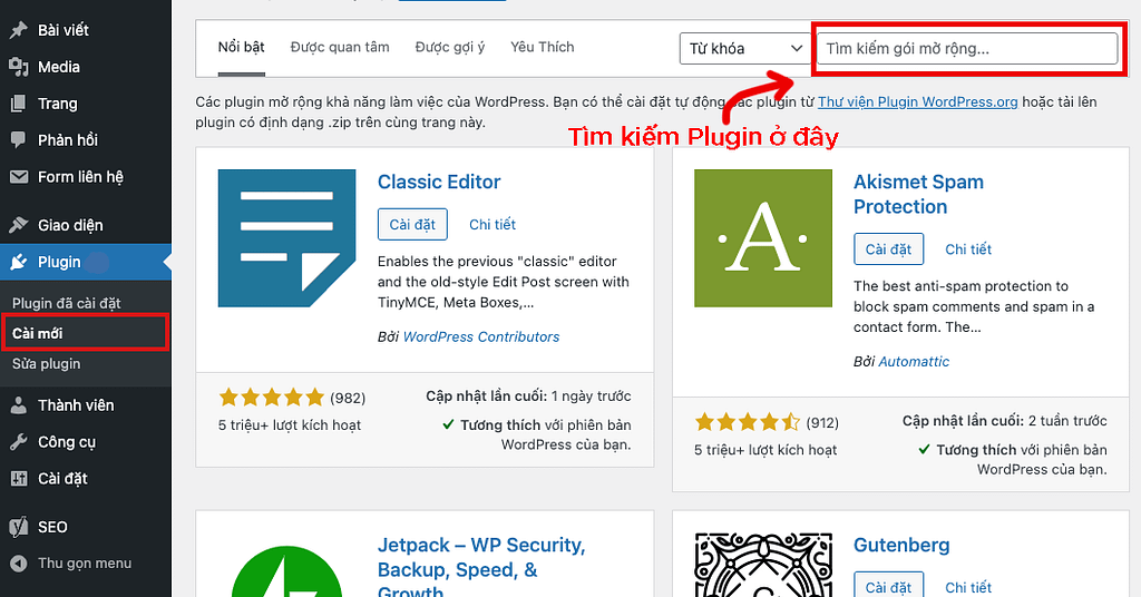 Tìm kiếm Plugin