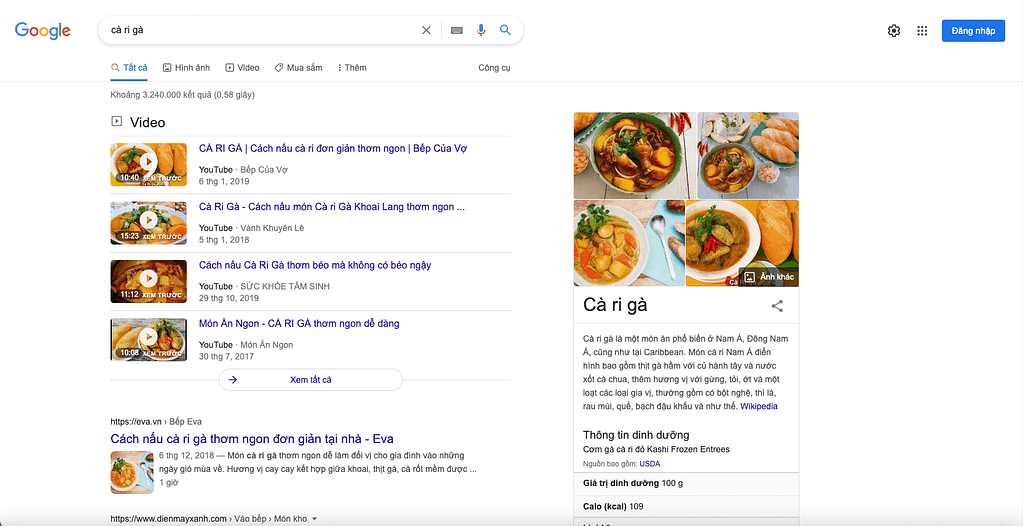Thẻ Knowledge Graph Snippets