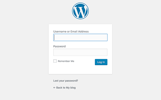 Giao diện đăng nhập WordPress mặc định